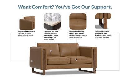 Butternut Brown Genuine Leather | Richard 63 inch Loveseat in Genuine Leather