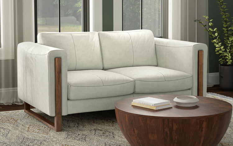 Light Smoke Grey Genuine Leather | Richard 63 inch Loveseat in Genuine Leather