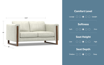 Light Smoke Grey Genuine Leather | Richard 63 inch Loveseat in Genuine Leather