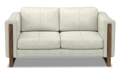 Light Smoke Grey Genuine Leather | Richard 63 inch Loveseat in Genuine Leather