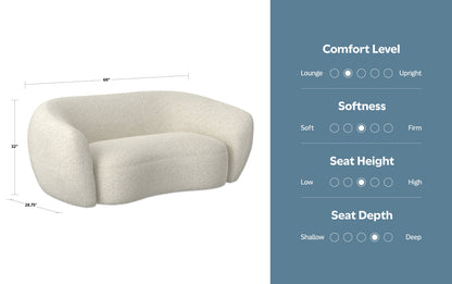 Vanilla Cream Boucle Performance Fabric | Sherri 69 inch Loveseat in Boucle Performance Fabric