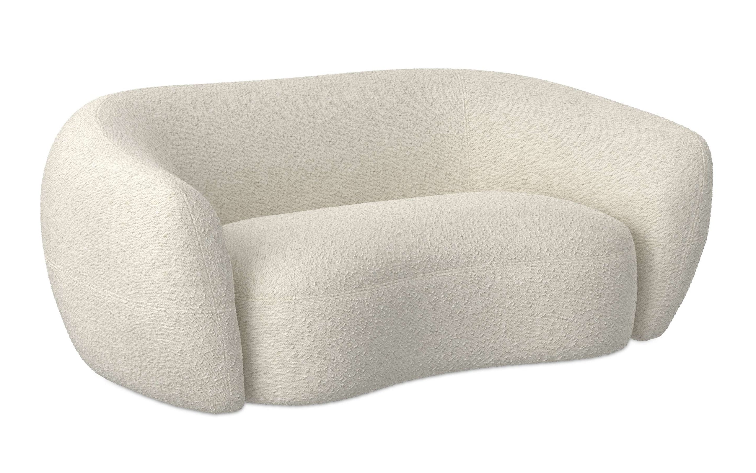 Vanilla Cream Boucle Performance Fabric | Sherri 69 inch Loveseat in Boucle Performance Fabric
