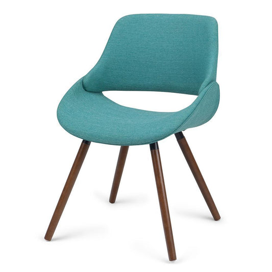 Aqua Blue Walnut | Malden Bentwood Dining Chair in Grey Woven Fabric