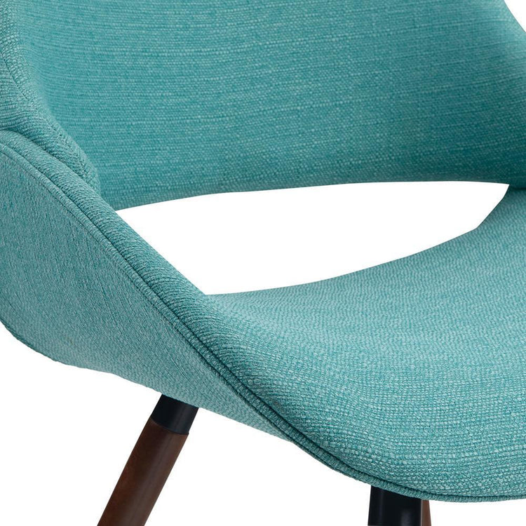 Aqua Blue Walnut | Malden Bentwood Dining Chair in Grey Woven Fabric