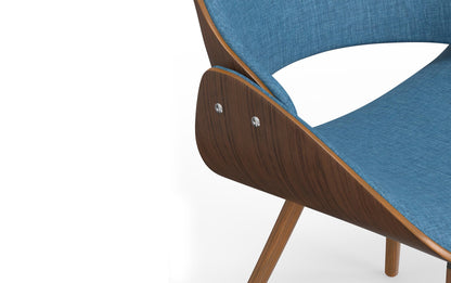 Blue Walnut Linen Style Fabric | Malden Dining Chair with Wood Back