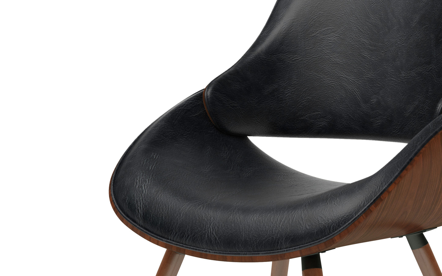Distressed Black Distressed Vegan Leather | Malden / Watkins 7 Pc Dining Set With Wood Back Chair
