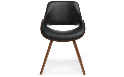 Distressed Black Distressed Vegan Leather | Malden / Draper 5 Pc Dining Set With Wood Back Chair