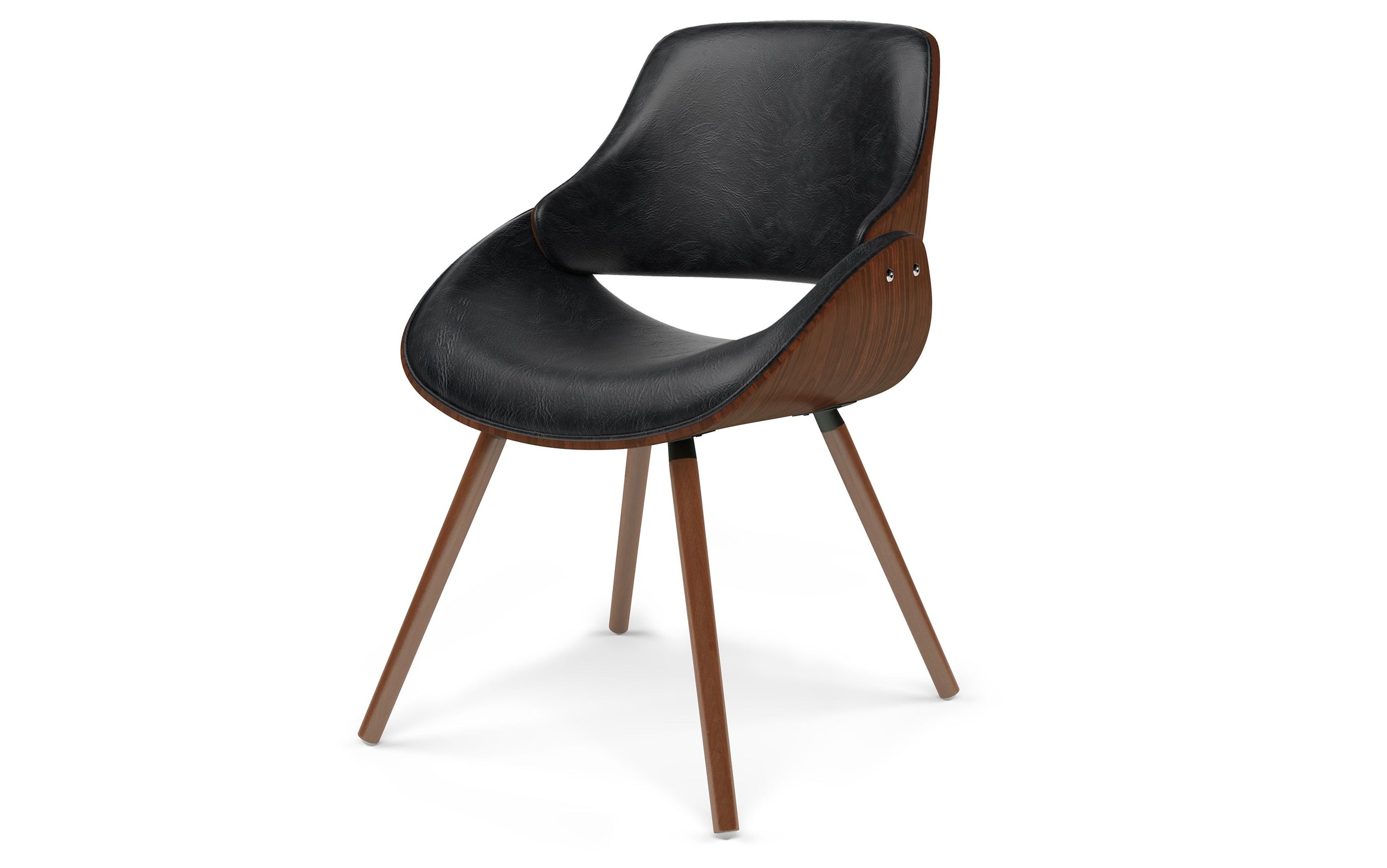 Distressed Black Distressed Vegan Leather | Malden / Watkins 7 Pc Dining Set With Wood Back Chair