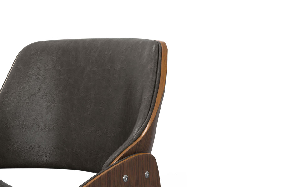 Distressed Brown Walnut Distressed Vegan Leather | Malden Dining Chair with Wood Back
