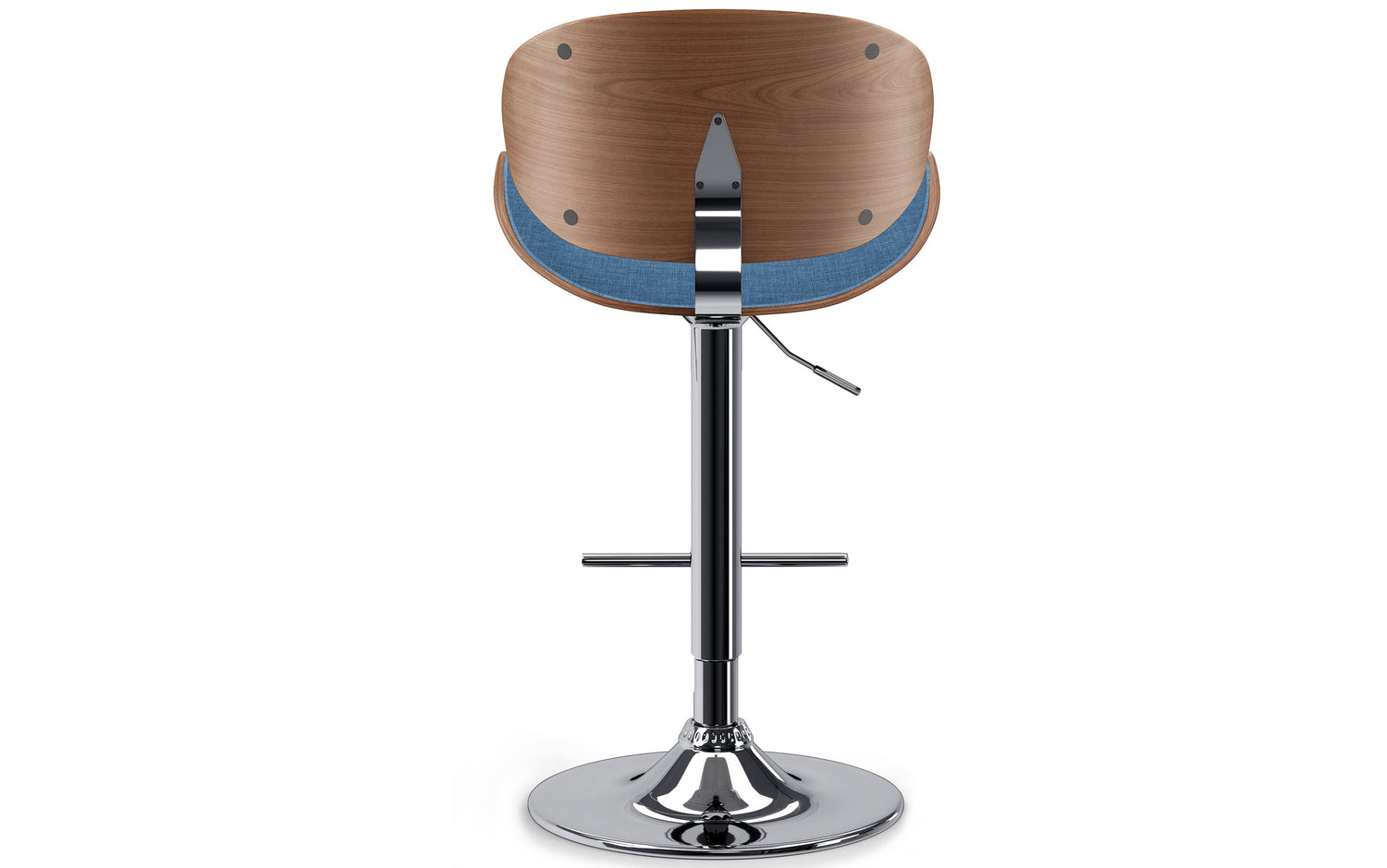 Blue Linen Style Fabric Natural | Marana Bentwood Adjustable Swivel Bar Stool