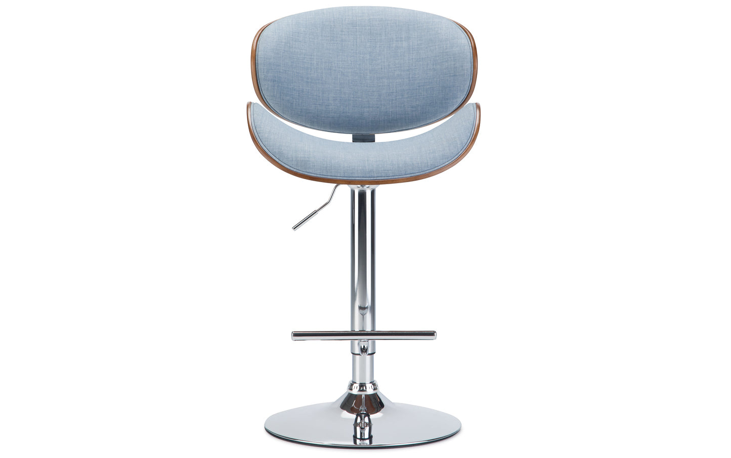 Marana Bentwood Adjustable Swivel Bar Stool in Linen Style Fabric