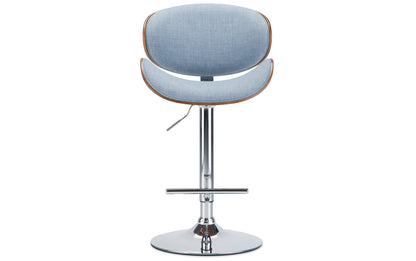 Marana Bentwood Adjustable Swivel Bar Stool in Linen Style Fabric