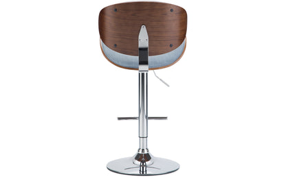 Denim Blue Linen Style Fabric Walnut | Marana Bentwood Gas Lift Bar Stool
