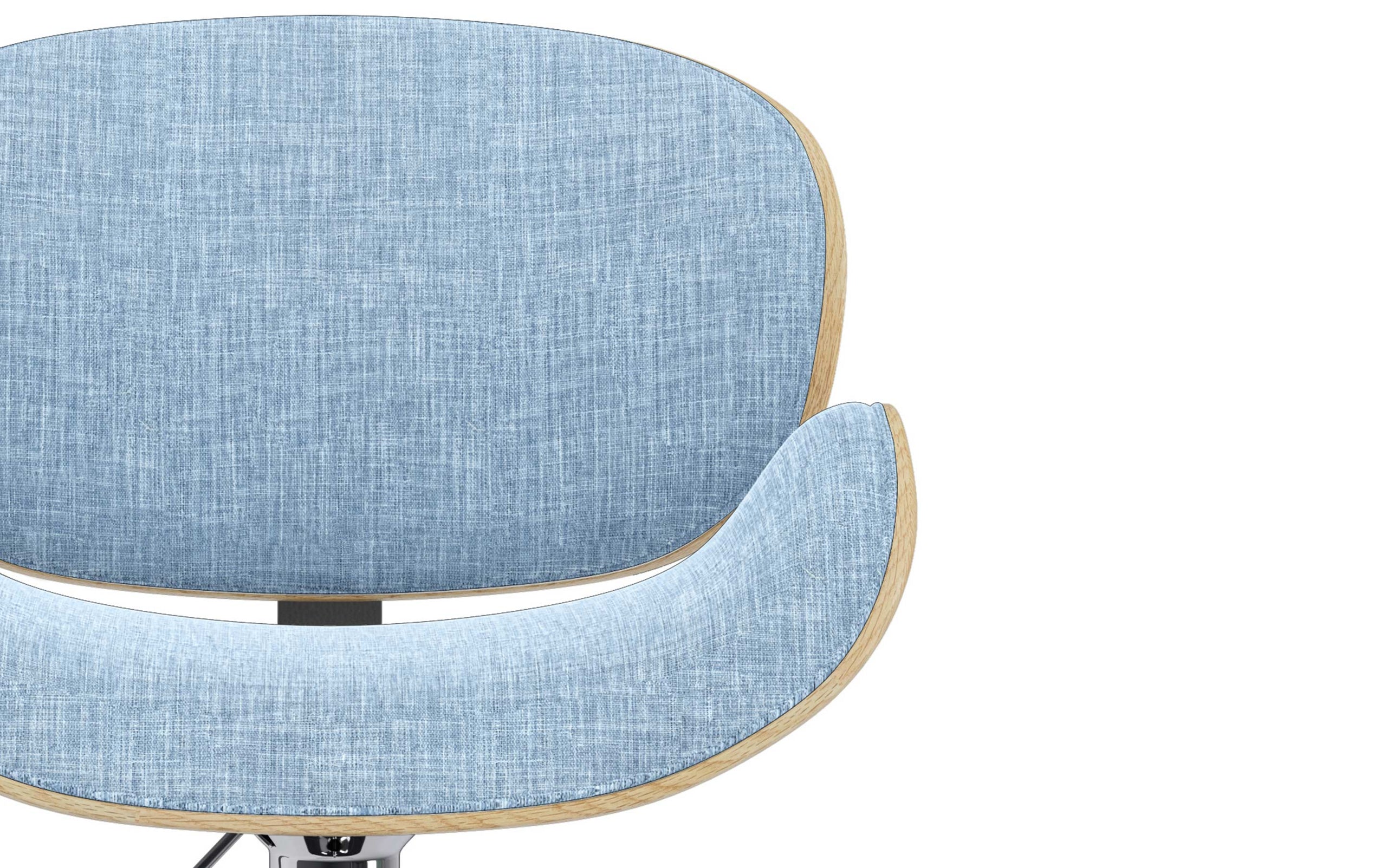 Denim Blue Linen Style Fabric Natural Oak | Marana Bentwood Adjustable Swivel Bar Stool