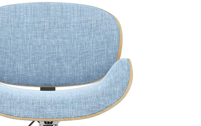 Denim Blue Linen Style Fabric Natural Oak | Marana Bentwood Adjustable Swivel Bar Stool