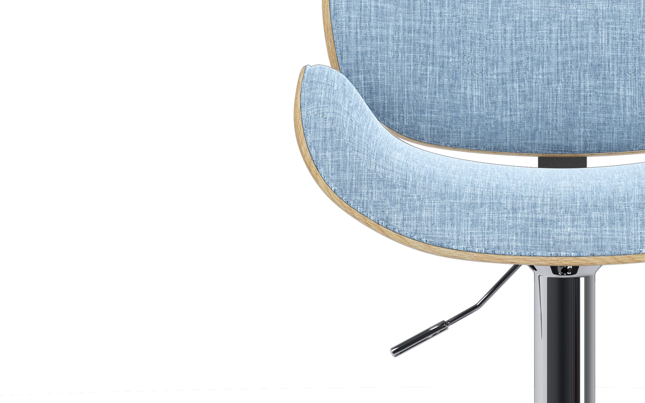 Denim Blue Linen Style Fabric Natural Oak | Marana Bentwood Adjustable Swivel Bar Stool