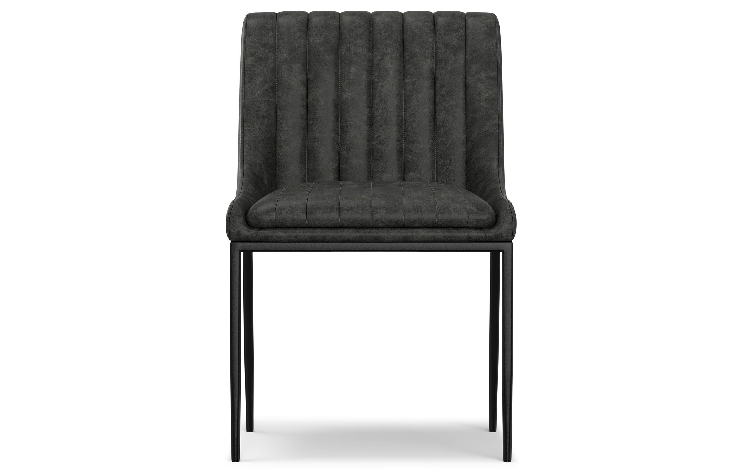 Distressed Slate Grey Distressed Vegan Leather | Melody / Fieldcrest 7 Pc Dining Set