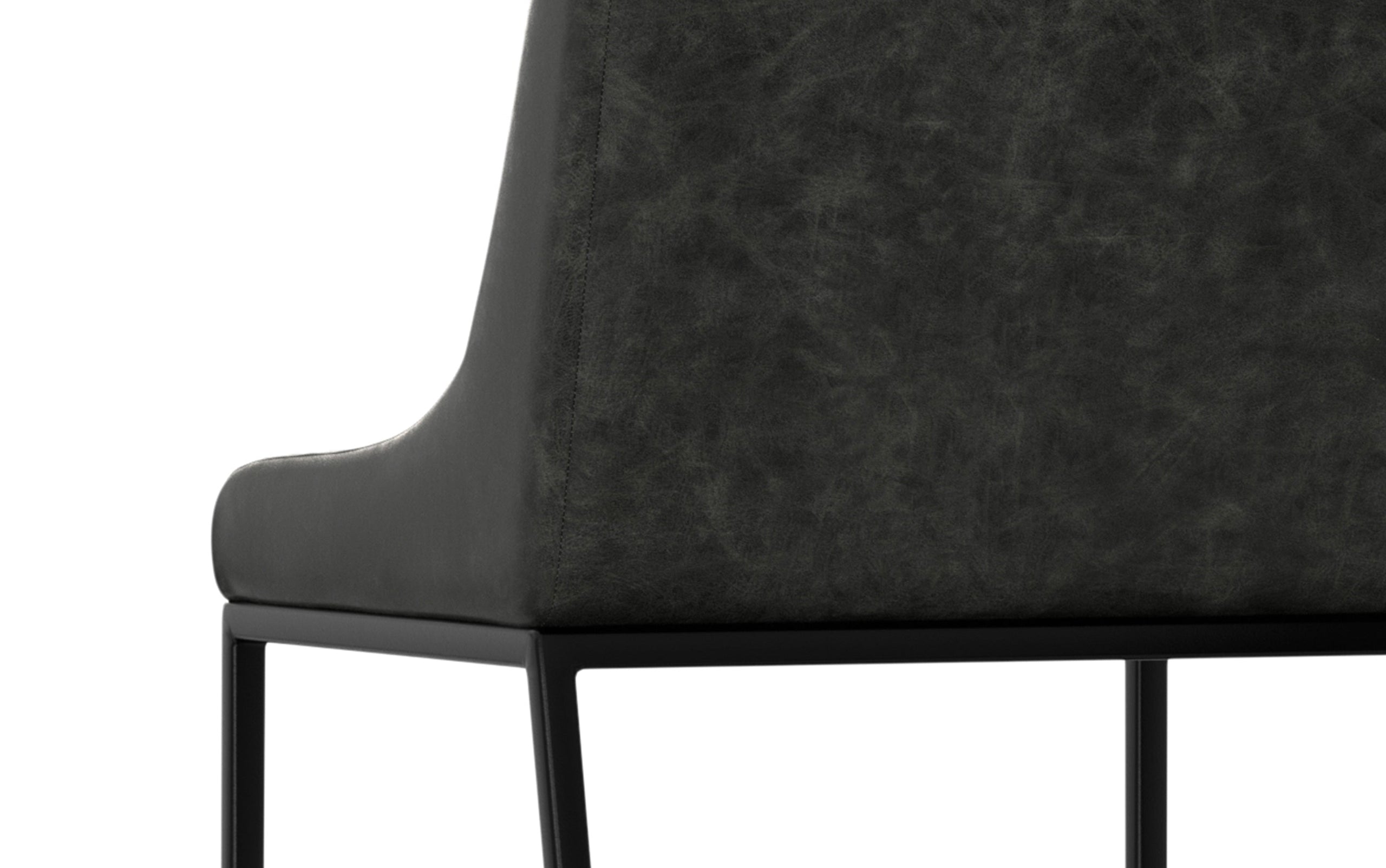 Distressed Slate Grey Distressed Vegan Leather | Melody / Fieldcrest 7 Pc Dining Set