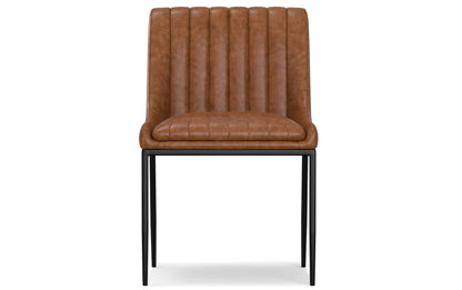 Distressed Tan Distressed Vegan Leather | Melody / Fieldcrest 7 Pc Dining Set