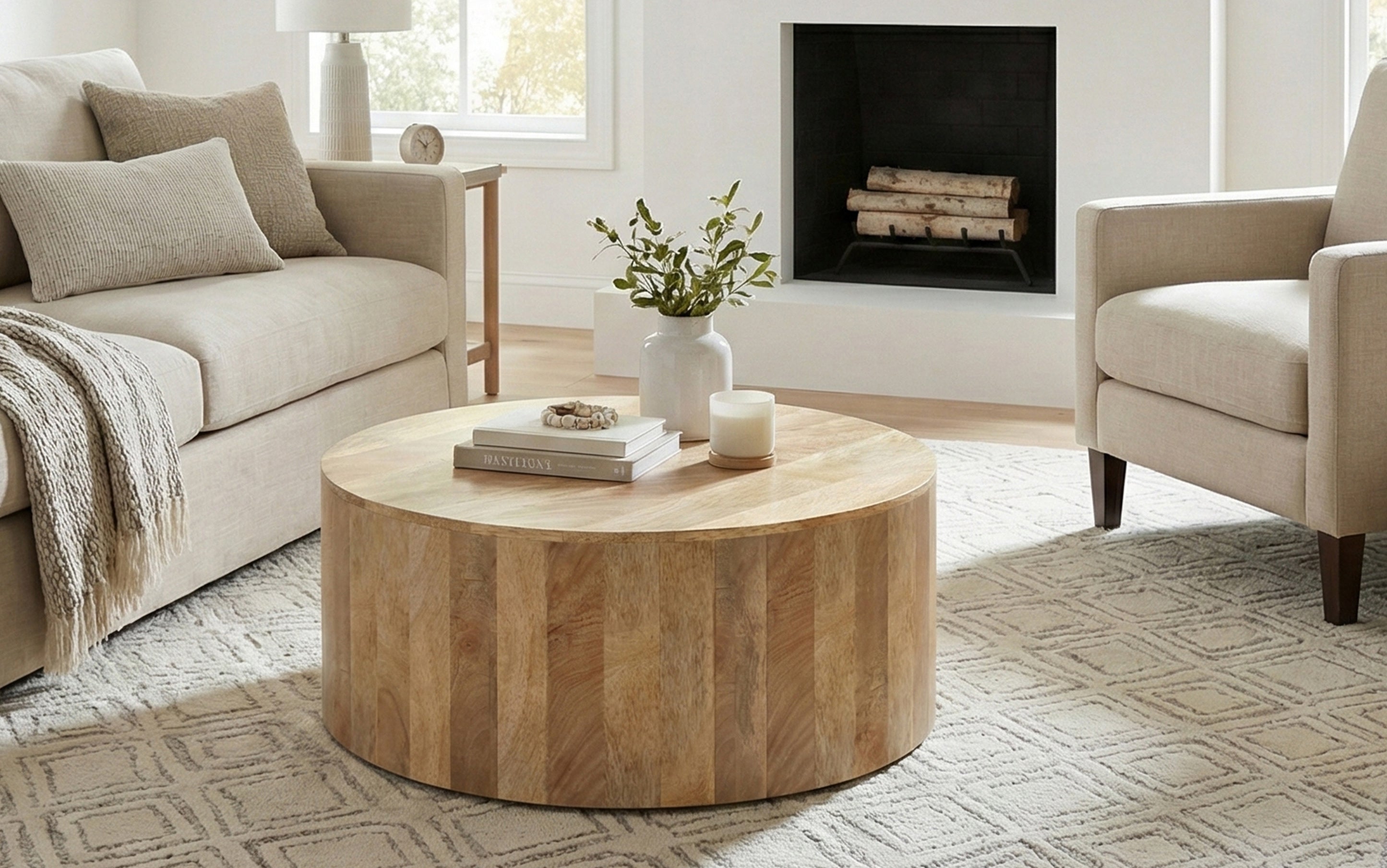 Simpli Home Millbury Drum Coffee Table - Thumbnail 3