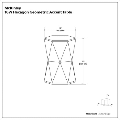 Ash Grey | Mckinley 16 inch Hexagon Geometric Accent Table