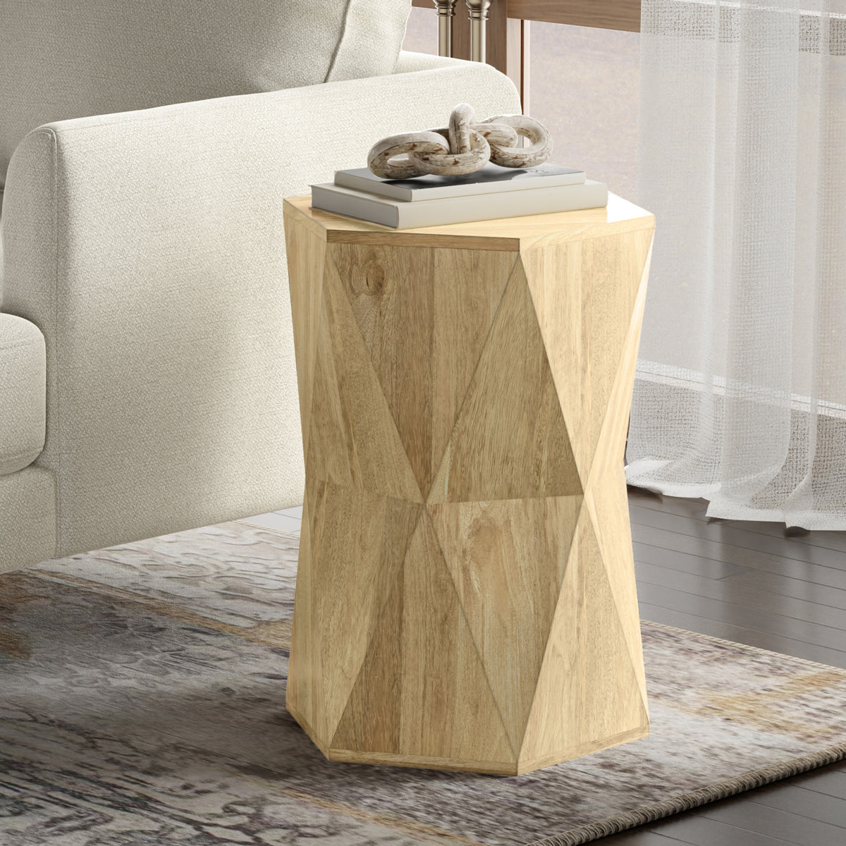 Refined Natural | Mckinley 16 inch Hexagon Geometric Accent Table