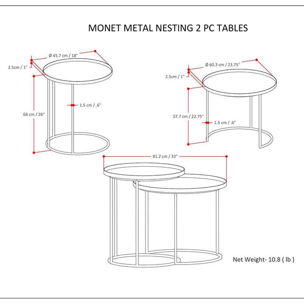 Monet Metal Nesting 2 Pc Table