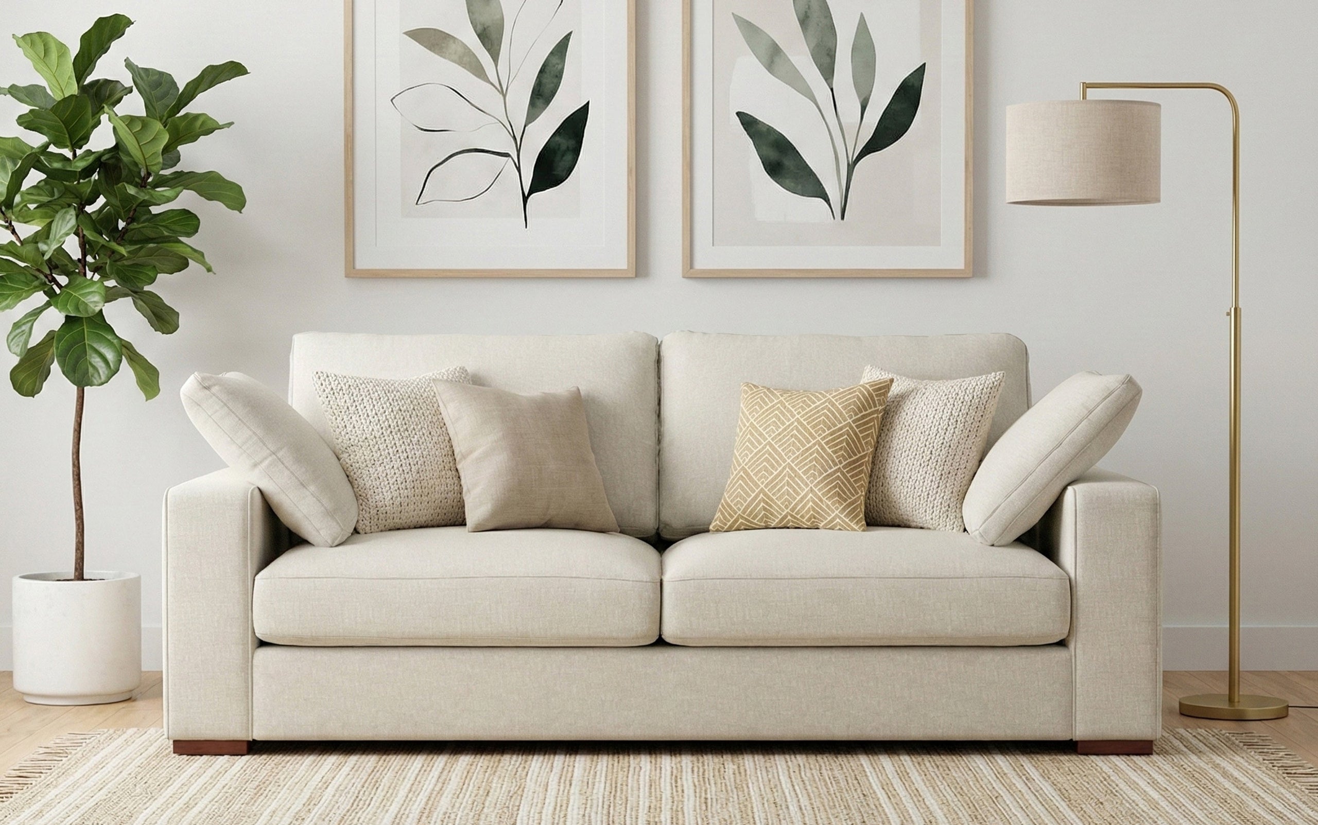 Cream Performance Fabric | Charlie 78 inch Deep Seater Sofa