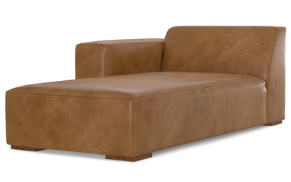 Caramel Brown Genuine Leather | Rex Left Chaise Module in Genuine Leather