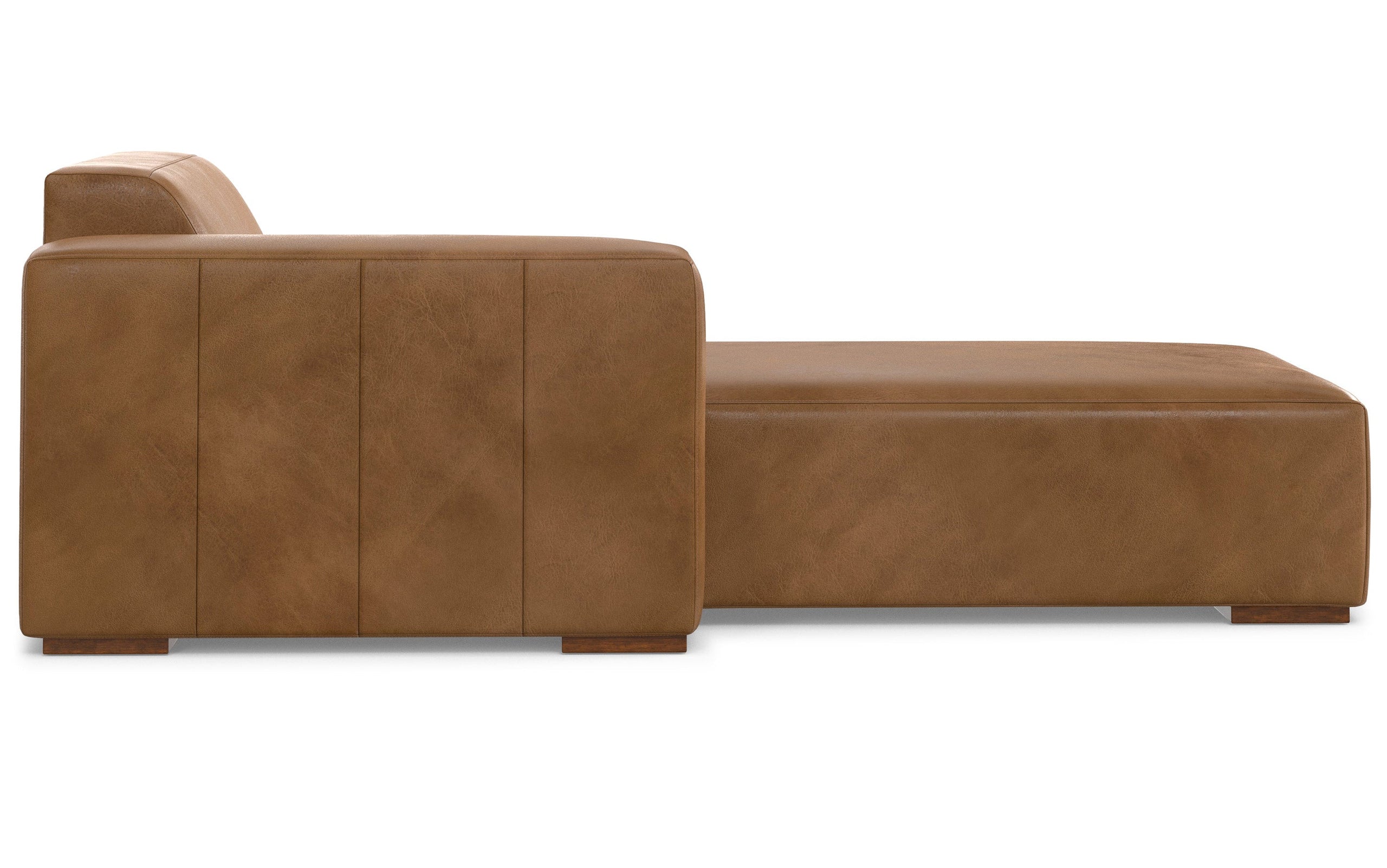 Caramel Brown Genuine Leather | Rex Left Chaise Module in Genuine Leather