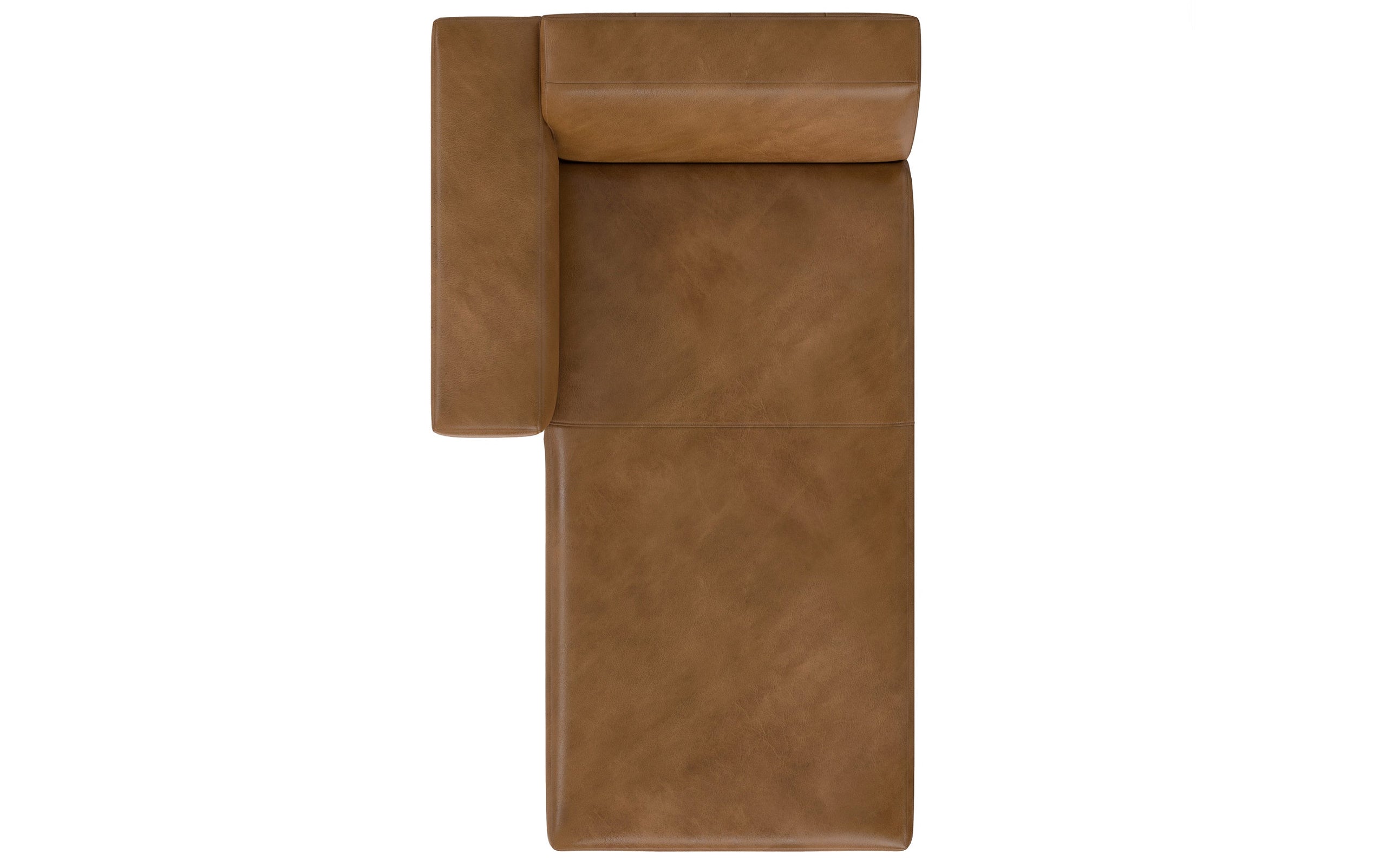 Caramel Brown Genuine Leather | Rex Left Chaise Module in Genuine Leather