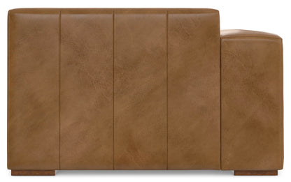 Caramel Brown Genuine Leather | Rex Left Chaise Module in Genuine Leather