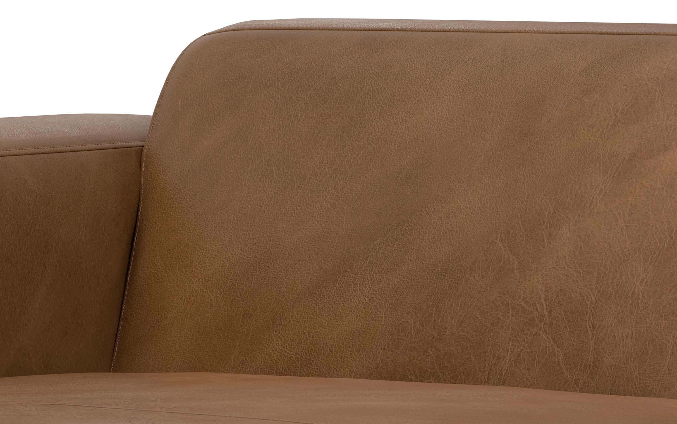 Caramel Brown Genuine Leather | Rex Left Chaise Module in Genuine Leather