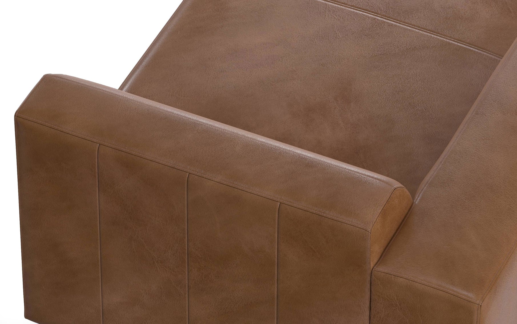 Caramel Brown Genuine Leather | Rex Left Chaise Module in Genuine Leather