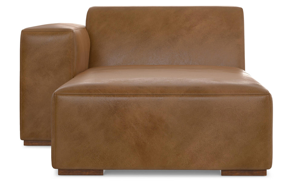 Caramel Brown Genuine Leather | Rex Left Chaise Module in Genuine Leather