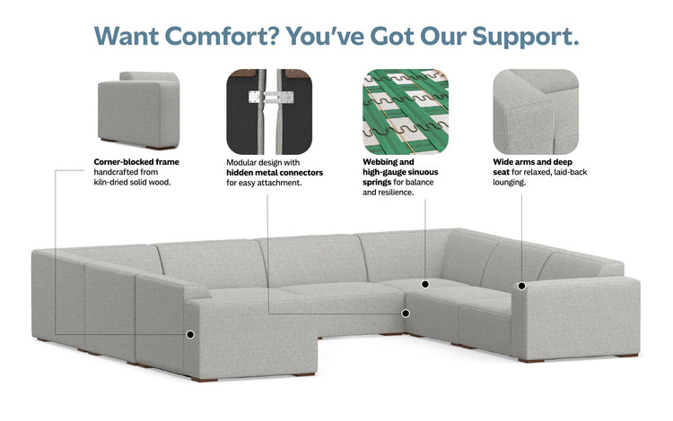 Pale Grey Performance Fabric | Rex Left Chaise Module in Performance Fabric