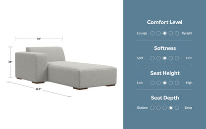 Pale Grey Performance Fabric | Rex Left Chaise Module in Performance Fabric