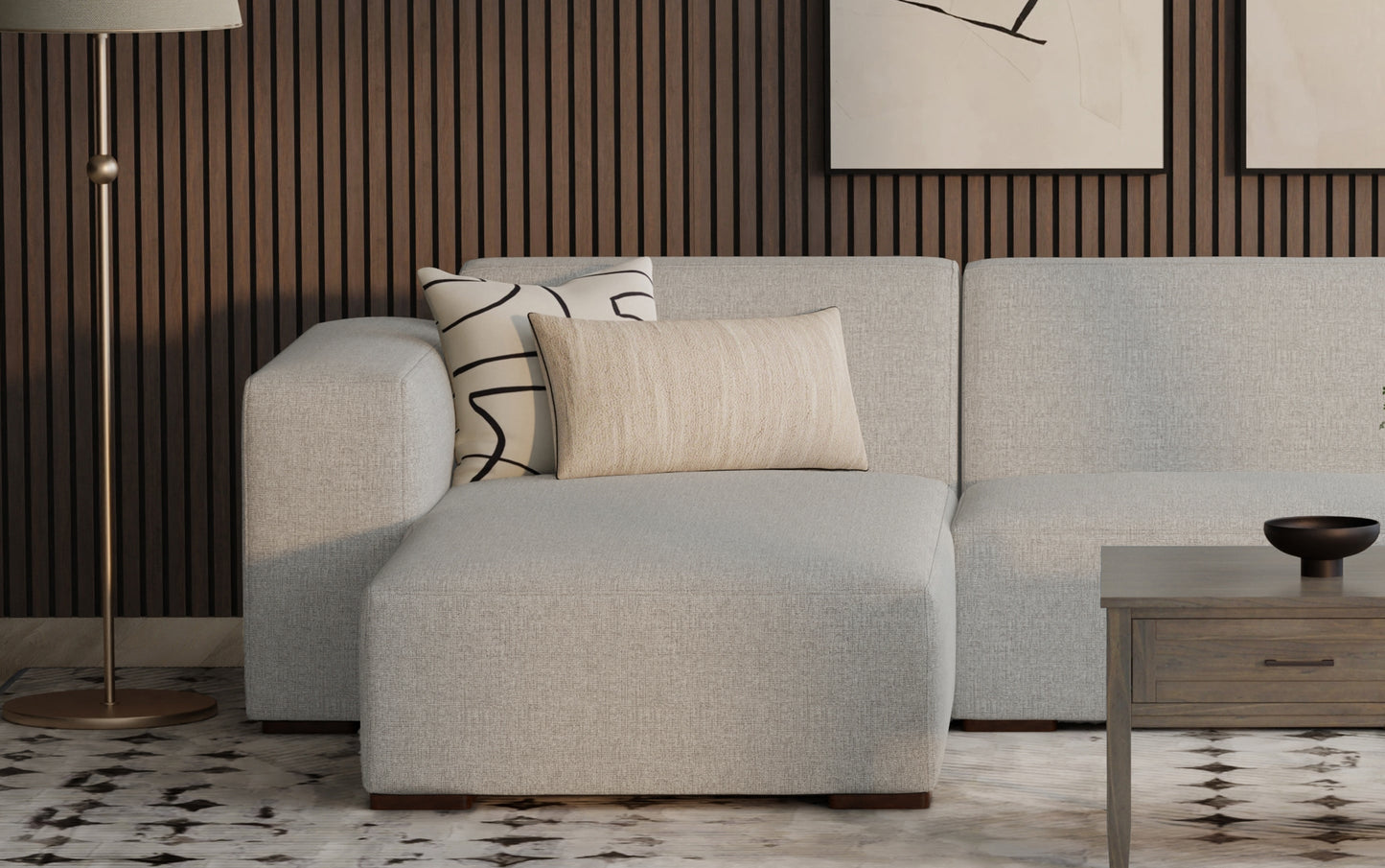 Pale Grey Performance Fabric | Rex Left Chaise Module in Performance Fabric