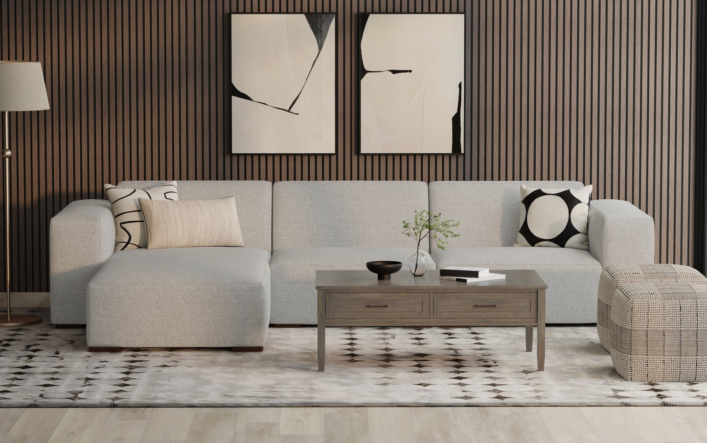 Pale Grey Performance Fabric | Rex Left Chaise Module in Performance Fabric