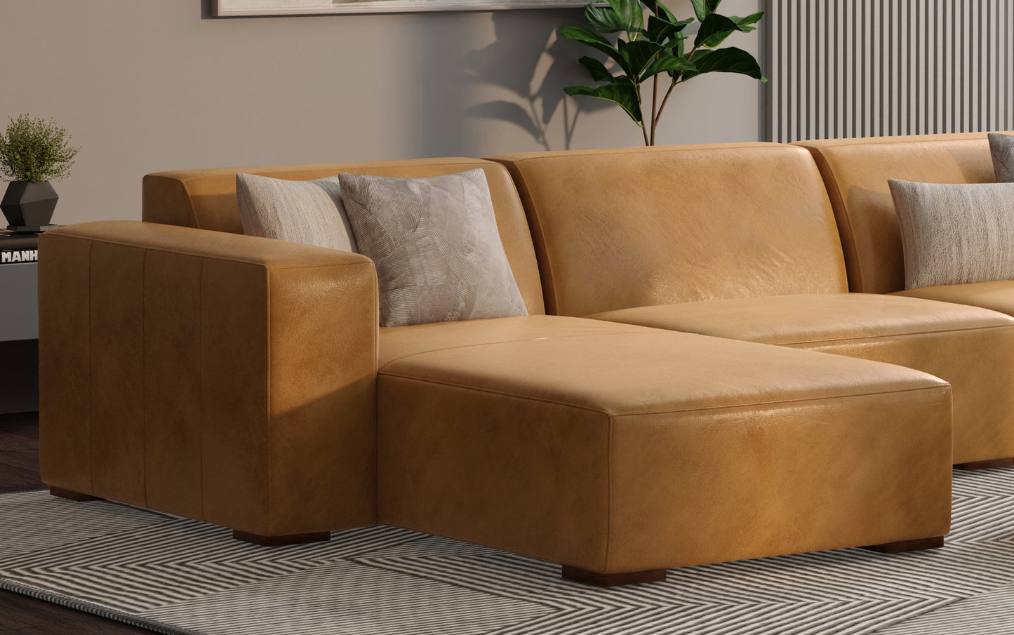 Sienna Genuine Leather | Rex Left Chaise Module in Genuine Leather