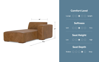 Caramel Brown Genuine Leather |  Rex Right Chaise Module in Genuine Leather
