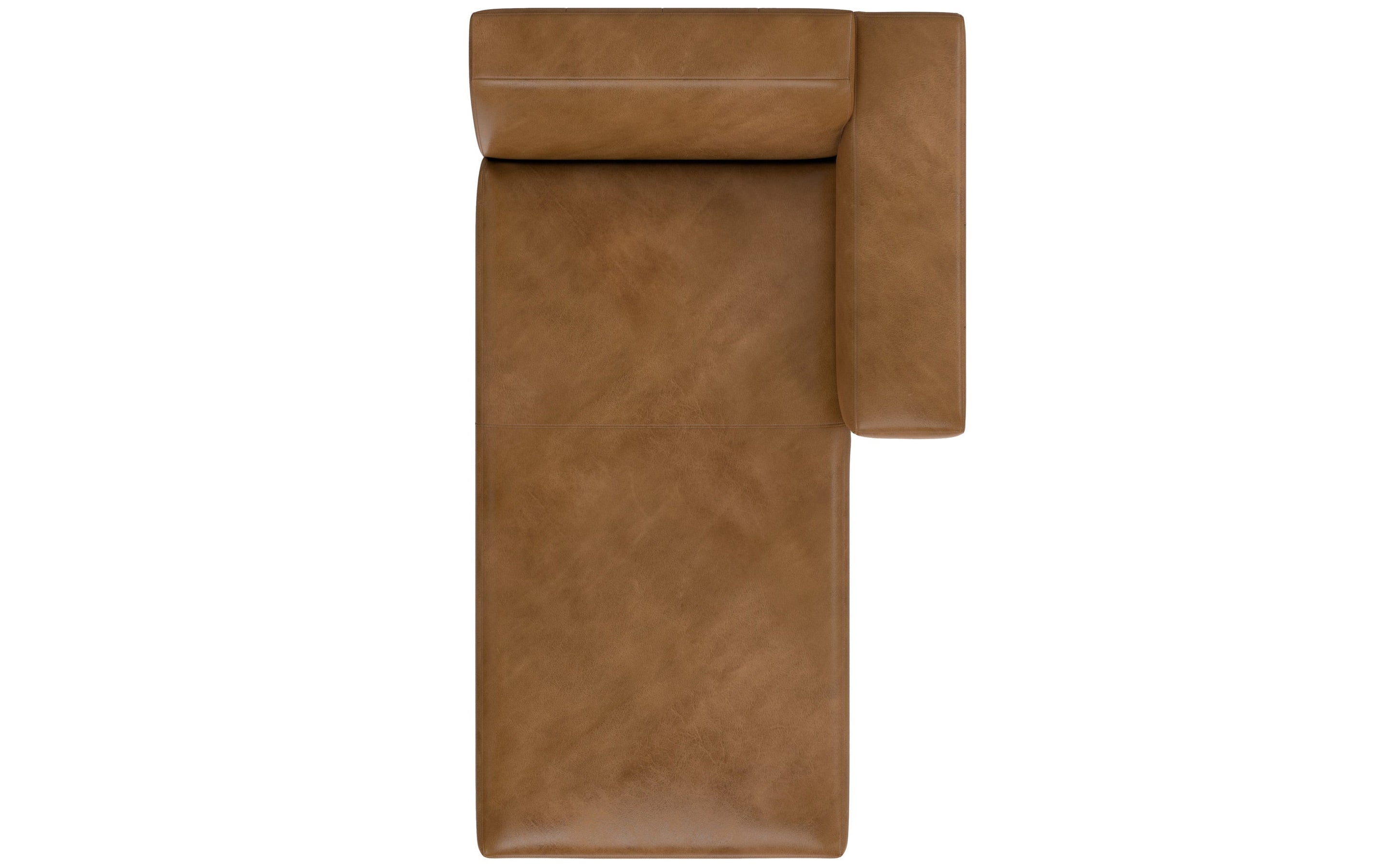 Caramel Brown Genuine Leather |  Rex Right Chaise Module in Genuine Leather