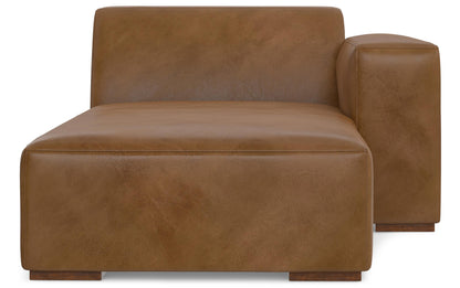 Caramel Brown Genuine Leather |  Rex Right Chaise Module in Genuine Leather