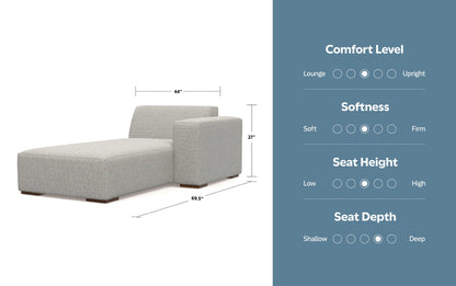 Pale Grey Performance Fabric |  Rex Right Chaise Module in Performance Fabric