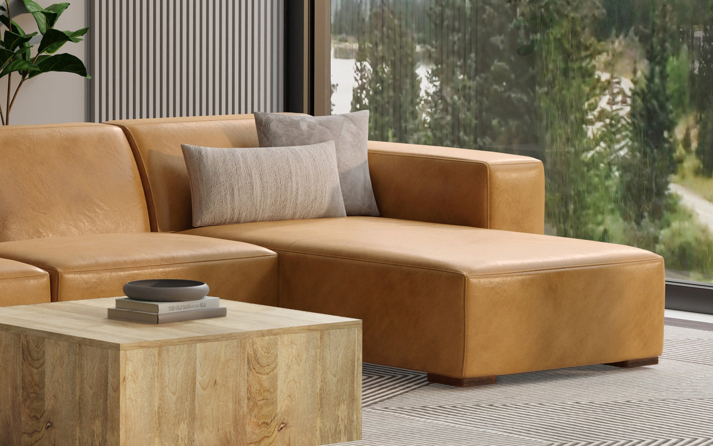 Sienna Genuine Leather | Rex Right Chaise Module in Genuine Leather