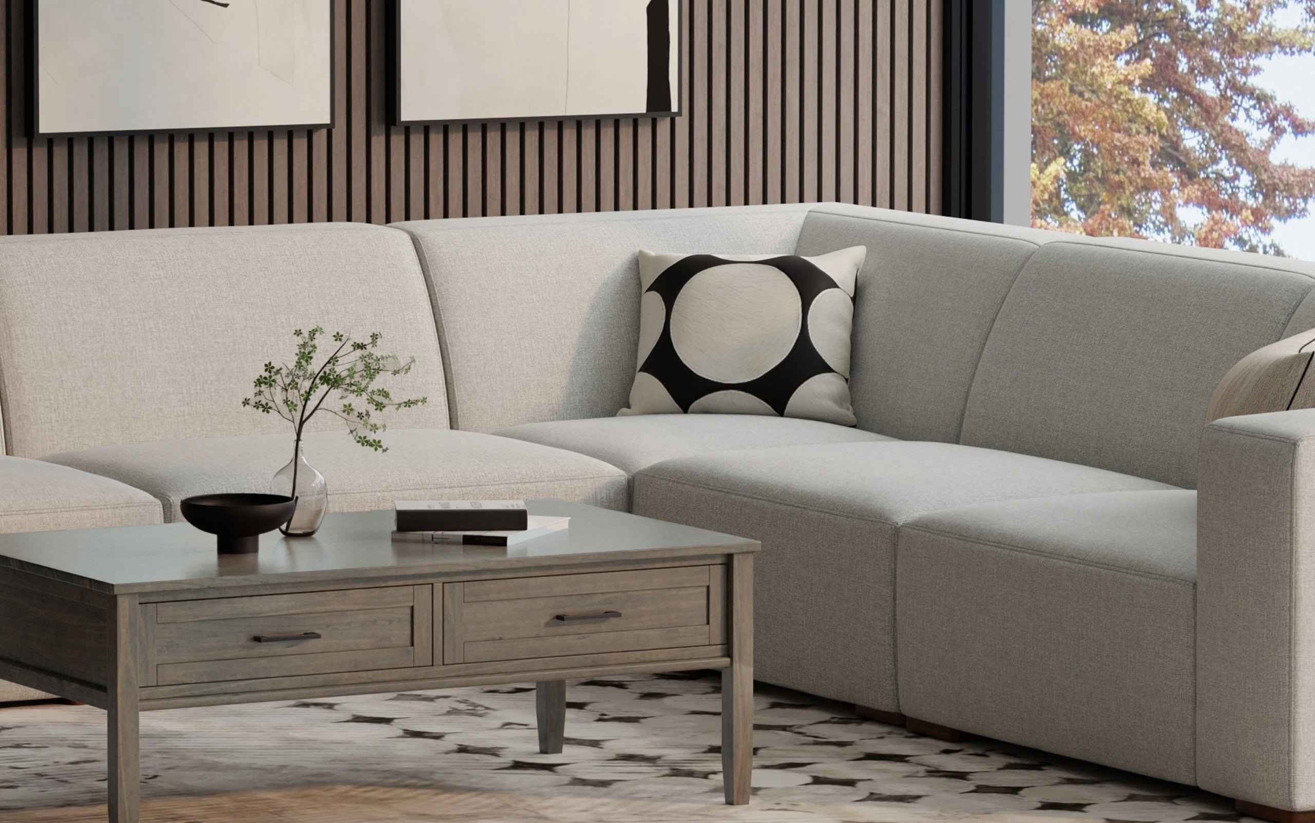 Pale Grey Performance Fabric | Rex Corner Module in Performance Fabric