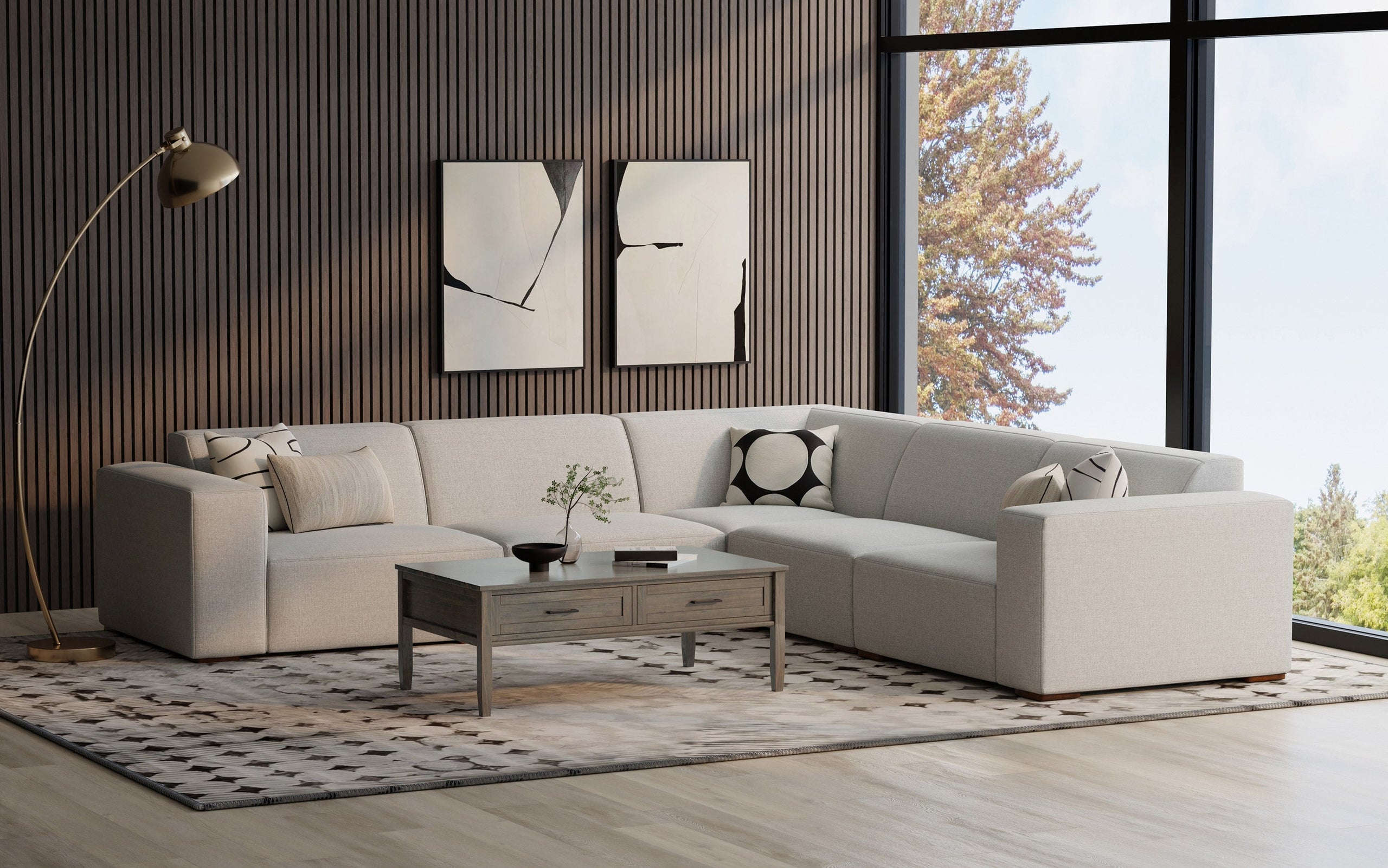 Pale Grey Performance Fabric | Rex Corner Module in Performance Fabric
