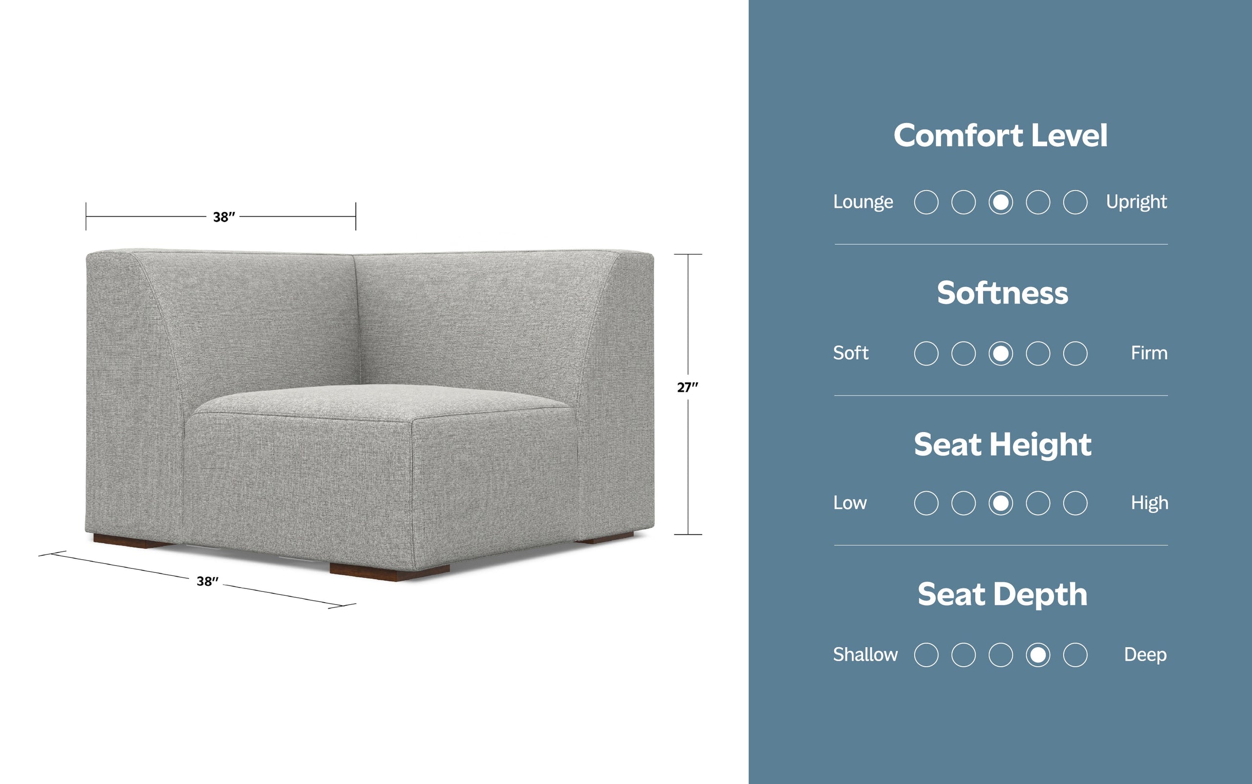 Pale Grey Performance Fabric | Rex Corner Module in Performance Fabric