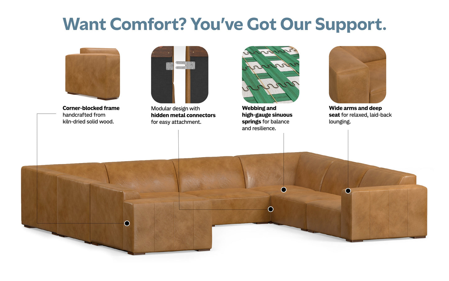 Sienna Genuine Leather | Rex Corner Module in Genuine Leather