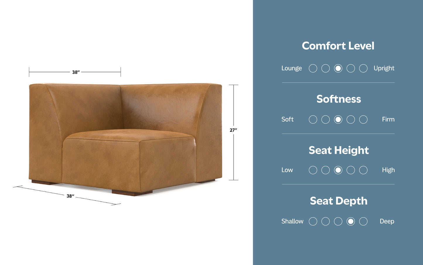 Sienna Genuine Leather | Rex Corner Module in Genuine Leather